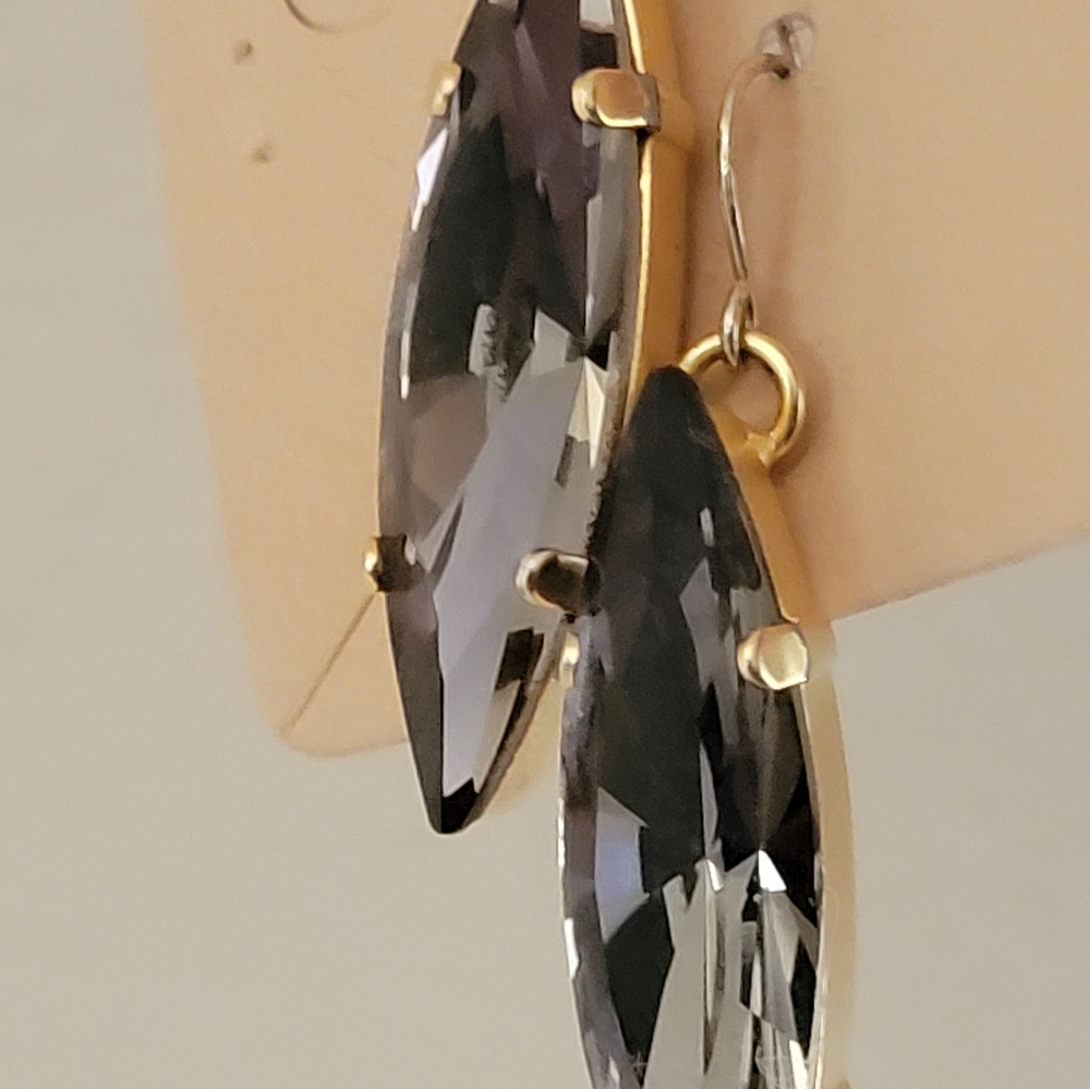 ART DECO STYLE BLACK DIAMOND CRYSTAL EARRINGS